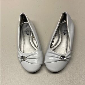Chic White Kids' Flats with Gem Detail